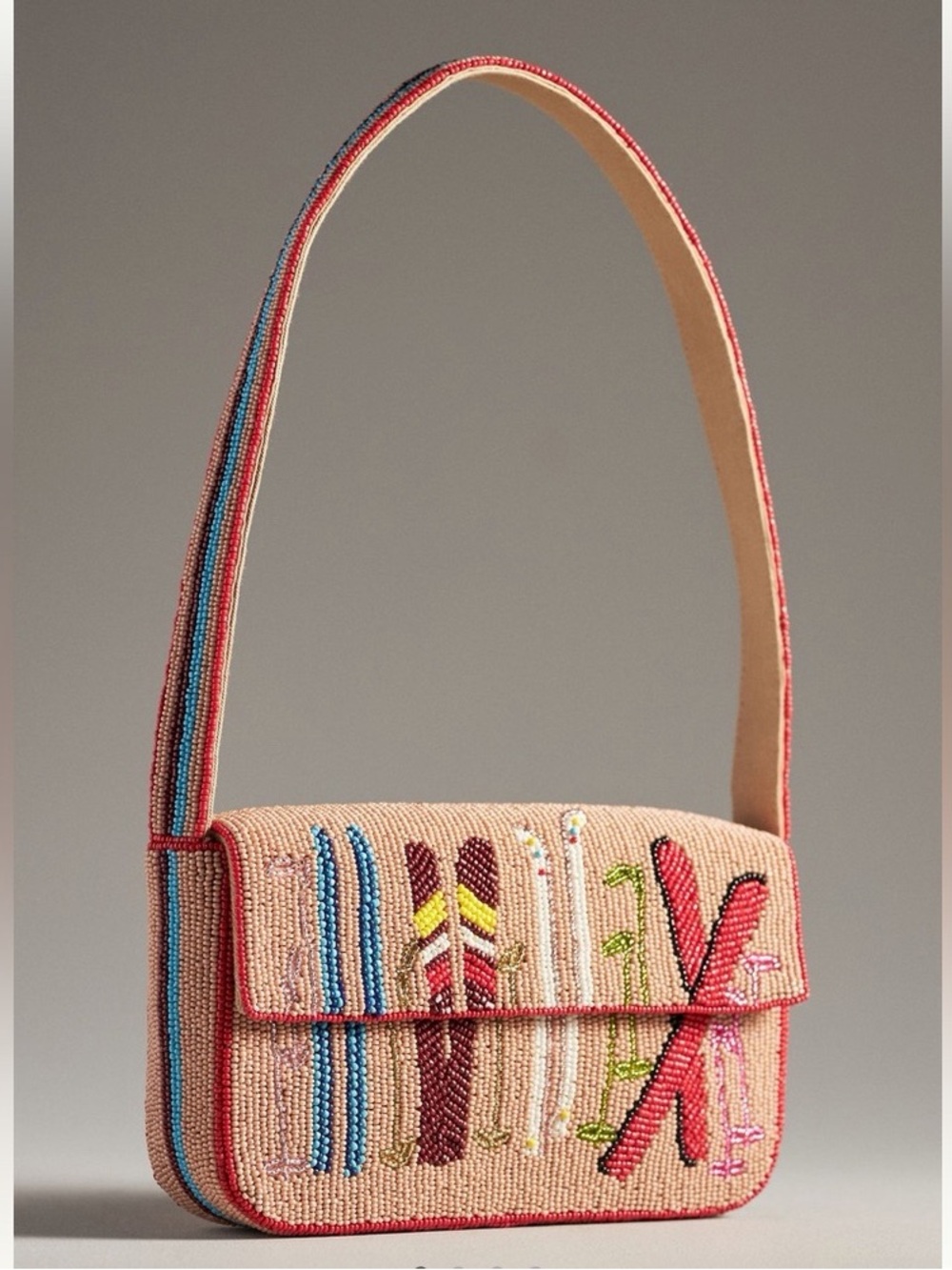 Anthropologie Beaded Pink Ski Purse